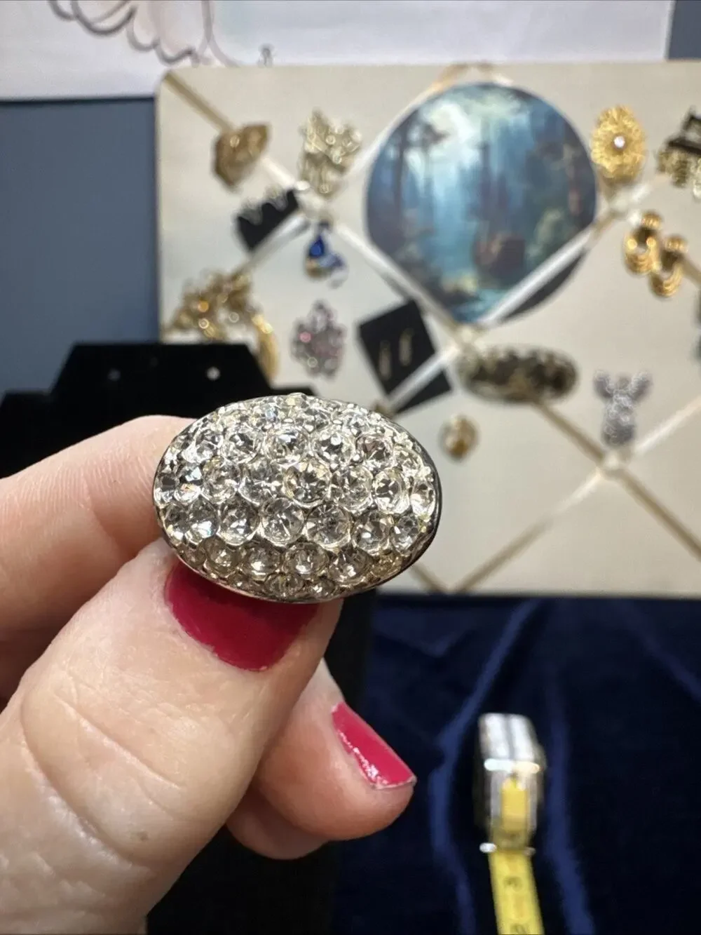 Vintage Premier Designs Rhinestone Scarf Ring Silver Tone Scarf Slide PD